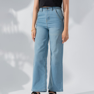 Bootcut Denim Pants <b>Women</b> Regular Fit High Waist Streetwear Retro Style Denim <b>Jeans</b> Stretchable Quick Dry Blue - Product Image 5