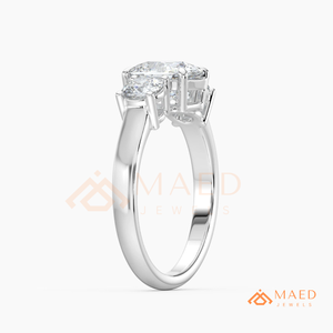 Moissanite Three Stone Ring for Women Silver Tone Engagement Wedding Anniversary Jewelry Gift Elegant Style Everyday Fashion Use - Product Image 6
