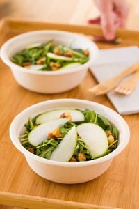 Unique Diamond Design 24oz Bagasse Biodegradable Disposable Catering <b>Bowls</b> <b>Lid</b> Unbleached for Holiday Events Takeaway Services - Product Image 2