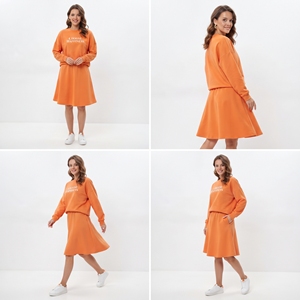 Women's A-Line Sweatshirt Loose Fit Drop Shoulder Fleece Print <b>Skirt</b> Set Casual 100% Cotton Comfortable Two Piece <b>Skirt</b> Set - Product Image 6