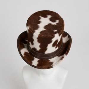 Chapeau de cowboy en cuir et fausse fourrure avec broderie 3D personnalisée motif vache, style européen et américain, unisexe adulte, toutes saisons, pour fêtes - Product Image 3