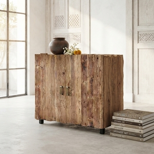 Solid Wood Modern Black <b>Sideboard</b> Cabinet 2 Door Credenza <b>Storage</b> for Home Bar & Hotel Use - Product Image 5