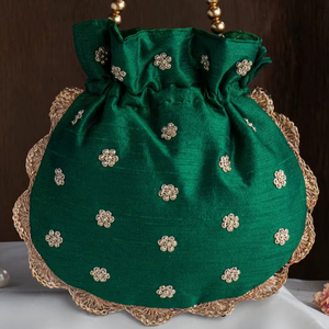 USER EMBROIDERED BEADED DRAWSTRING Potli Bag Evening Party Handbag Bridal <b>Wedding</b> Purse Jewelry Cosmetics Packaging - Product Image 1