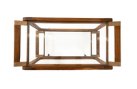 Chariot de service en bois et verre, table basse roulante, étagère de rangement à structure métallique pour la maison, l'hôtel, le salon