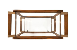 Wood and Glass <b>Serving</b> <b>Trolley</b> Rolling Coffee Table Metal Frame Storage Rack for Home Hotel Living Room - Product Image 4
