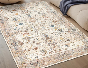 Tapis moderne en velours brodé |   Tapis écologique lavable fabriqué à la machine avec tissage jacquard à poils coupés et antidérapant - Product Image 5