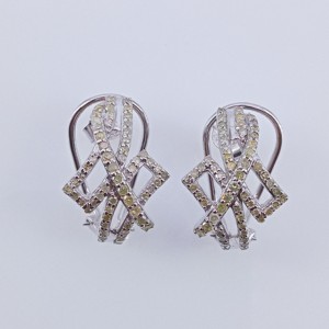 Geometric Hoop Earrings with Crystal Rhinestones 925 <b>Silver</b> Luxury Women's Party Jewelry - Product Image 4