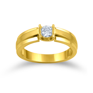 Anillo Solitario Brillante para Hombre, Anillo de Diamantes Solitario de Oro Amarillo Premium para Hombre con Piedra de Corte Brillante Redondo - Product Image 1