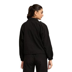 Blouson bomber noir pour femme, manches longues, fermeture éclair sur le devant, tricoté, imperméable, séchage rapide, empiècements contrastants, léger, cordon de serrage - Product Image 6