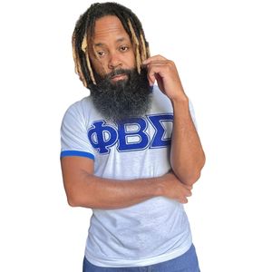 T-shirt à col rond en chenille premium Phi Beta Sigma pour hommes, coupe confortable, vêtements de fraternité grecque de haute qualité, tenue décontractée - Product Image 1