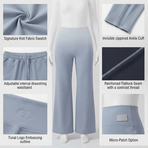 Pantalon droit mi-taille pour femme REDDITO, longueur intégrale, couleur unie, respirant, en velours côtelé tricoté, coupe régulière, séchage rapide - Product Image 4