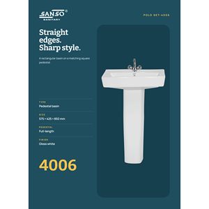 อ่างล้างหน้าเซรามิคทรงรี Sanso 4006 สำหรับใช้งานภายนอกอาคาร |   อาชิร์วัด ซานิทารีแวร์ ขายส่งโดยตรง - Product Image 2