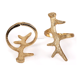 Vente chaude doré en forme de corne rond de serviette en métal cercle boucle de serviette décoration de table rond de serviette en gros quantité en vrac pas cher - Product Image 4