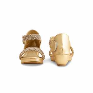 Sandalias de tacón dorado para niñas estilo elegante KD9878 - Product Image 2