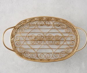Elegant Oval Metal <b>Wire</b> <b>Storage</b> <b>Basket</b> With Handles Multi-Purpose Neatening Container Rustic Style Home Accent - Product Image 6