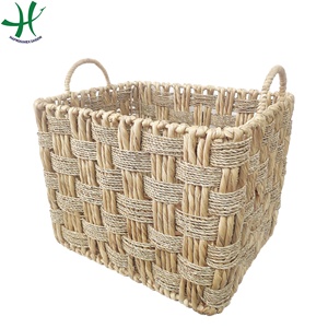 ตะกร้าใส่ของทรงกลมผักตบชวาสานธรรมชาติชุด2ใบ - Product Image 3