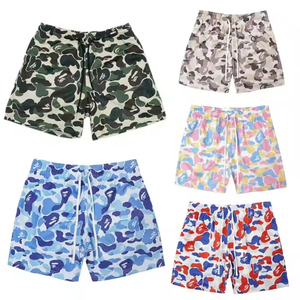 Pure Printed Graphic 100% Polyester Custom Camo Flame Drip <b>Men's</b> Mesh Jogger Basketball <b>Shorts</b> 5-7 <b>Inch</b> Custom Logo Drawstring - Product Image 2
