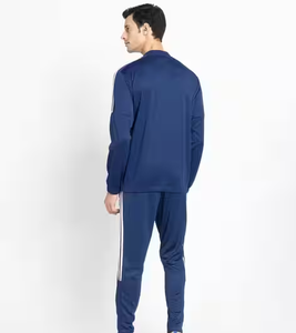 Ensemble de survêtement décontracté bleu marine pour homme, sweat-shirt à col rond et pantalon de survêtement, 100% polyester, respirant, tricoté, vêtements d'automne - Product Image 1