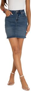 High-Waist Long Denim Maxi Skirt with Front Slit Womens Casual Blue Skirt Vintage A-Line Skirt for Everyday Fashion Cotton - Product Image 1