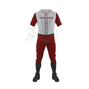 Reasonable Price Breathable V-Neck Button Down Shirts & Pants Sets Breathable Piping Design Team Name Print <b>Baseball</b> Uniforms - Product Image 3