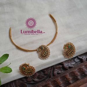Rhodium Plated Peacock <b>Statement</b> <b>Necklace</b> Set with Zircon - Product Image 2