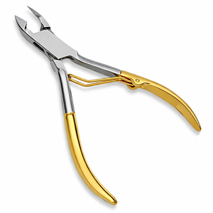 ผลิตภัณฑ์คุณภาพดีที่สุด กรรไกรตัดหนังกำพร้าเคลือบทอง สแตนเลสสองสี ที่ตัดเล็บมืออาชีพ อุปกรณ์ดูแลความงามสำหรับทำเล็บ - Product Image 1
