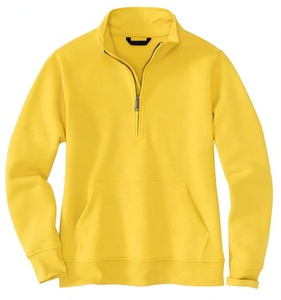 Sweat-shirt à col montant et fermeture éclair vert lime fluo, avec poche avant, en coton molletonné, pour tenue décontractée et active, vente en gros - Product Image 1