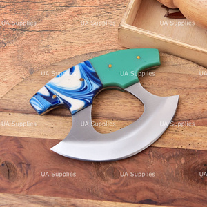 Stainless Steel Ulu Chef <b>Knife</b> Industrial Style High-Polish Finish Multi-Purpose Traditional Alaskan Chopping Cutting Rosewood - Product Image 2