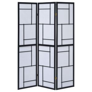 Biombo Plegable de 3 Paneles Reese Negro, Separador de Habitaciones Portátil - Product Image 3
