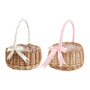 Durable & Stylish Willow Woven Storage <b>Basket</b> with Removable Poly-Cotton <b>Lining</b> & Adjustable Handles for Picnics - Product Image 3