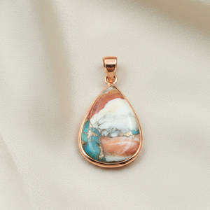 Colgante de Turquesa Ostra en Forma de Lágrima, Plata de Ley 925, Joyería Hecha a Mano, Chapado en Oro Rosa y Oro Amarillo, Colgante de Gema de Diseño - Product Image 2