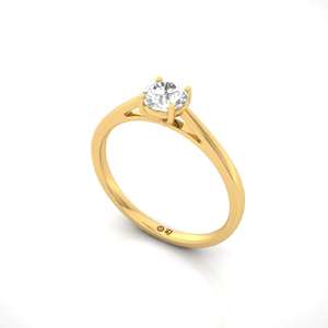 Anillo de Compromiso Solitario con Diamante Cultivado en Laboratorio de Corte Redondo Clásico en Oro de 10K Chapado en Oro de Lujo con Diamantes Incrustados para Mujer - Product Image 1