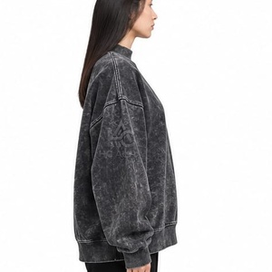 Oferta Destacada: Sudadera Oversize Personalizable de Felpa/Algodón con Lavado Ácido, Color Negro, Cuello Alto Premium y Hombros Caídos - Product Image 4