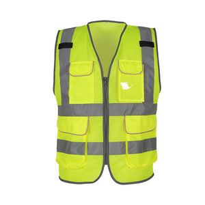 Chaleco de Seguridad Reflectante de Alta Visibilidad, Transpirable, para Otoño, para Trabajadores de la Construcción, con Múltiples Bolsillos y Cierre de Cremallera, 100% - Product Image 6