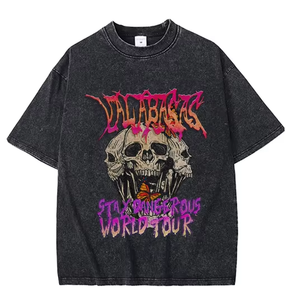 Camiseta de algodón para hombre al por mayor, de corte holgado y extragrande, con hombros caídos, lavado ácido y a la piedra, estampado serigrafiado y DTG personalizado - Product Image 1