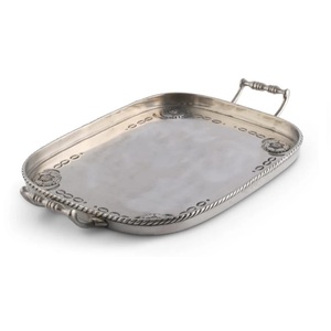 Standard Quality Food Server Metal Tray Unique Style Nickel Finishing Dinner <b>Table</b> Decor Serving Tray Supply By India - Product Image 4