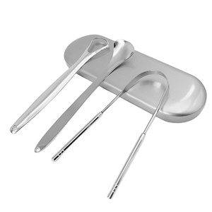 Mayorista Higiene Bucal Limpieza de Lengua Limpiador de Lengua de Acero Inoxidable para Aliento Más Fresco Raspador de Lengua de Cobre - Product Image 1