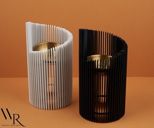Modern Metal Incense Burner Black Vertical Slats Gold Inner Bakhoor Tray Aromatherapy <b>Diffuser</b> All Season Use Wholesale Supplier - Product Image 3