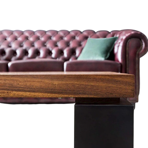 Mesa de Centro Industrial de Madera Maciza de Mango con Acabado en Miel y Base Metálica Negra Plegable y Resistente para Hogar, Oficina, Restaurante - Product Image 4