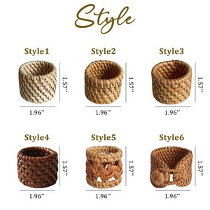 Anillo de Servilleta Redondo de Ratán Tejido a Mano de Primera Calidad para Decoración de Mesa de Restaurante, Cafetería y Hogar, Diseño Ecológico - Product Image 2