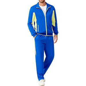 Chándal Unisex Azul y Amarillo Sólido Personalizado, Manga Larga, Cierre de Cremallera, Cuello Alto, Deportivo, Peso Medio, Poliéster y Algodón, Invierno, Adultos - Product Image 2
