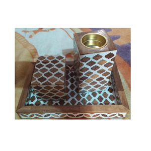 Juego de quemador de incienso con incrustaciones de hueso hecho a mano, con bandeja, especial para Ramadán, juego de quemador de bakhoor con caja y bandeja. - Product Image 5