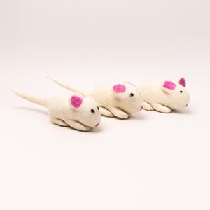 Wool Felt Child <b>Mouse</b> <b>Ornament</b> White Cat Teaser Toy Interactive Eco Friendly Pet Toy Handmade Wholesale Bulk - Product Image 3