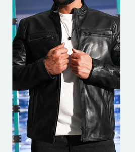 Blouson de motard en cuir véritable noir pour homme, personnalisable avec logo OEM, tendance, haute qualité, vente en gros, nouveau modèle 2026 - Product Image 1