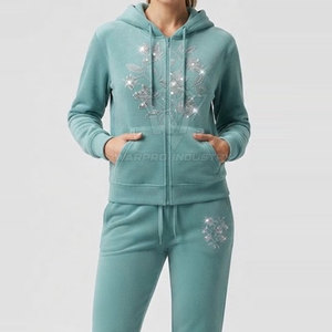 Full Zip Rhinestone Hoodie with <b>Jogger</b> Pants <b>Matching</b> <b>Set</b> for Women Diamond Look Hoodie and <b>Jogger</b> Pants Tracksuit - Product Image 6