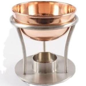 Diffuseur d'arômes de luxe en verre avec support métallique, chauffe-huile rond décoratif, accessoire de table, couleur unie, fabriqué en Chine - Product Image 3