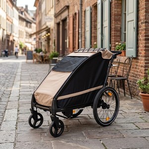 Poussette pliable pour chien KS-6200, cadre en alliage d'aluminium, pneus gonflables de 20 pouces / roues pivotantes en EVA de 8 pouces, suspension indépendante légère - Product Image 5