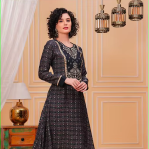 Blue Berry Zari Embroidered Asymmetrical <b>Kurta</b> Set - Product Image 1