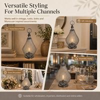 Lámpara Decorativa de Mesa de Metal Vintage, Estilo Marroquí, con Bombilla LED Cálida, Funciona con Pilas