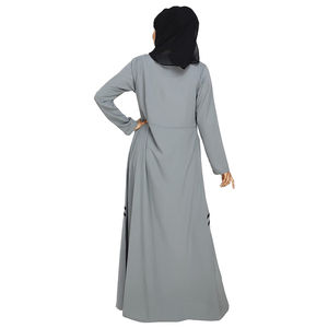 New 2026 Crepe <b>Chiffon</b> Hooded Abaya Hijab Attached <b>Scarf</b> Pockets Muslim Cute Modest Breathable Simple A-Line Dress Women - Product Image 4